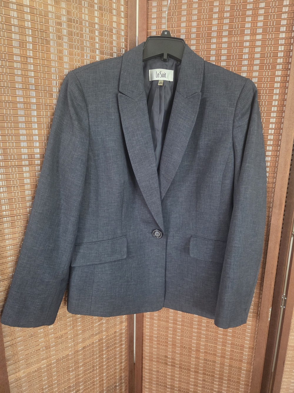 Le Suit Women's Dark Gray Single-Button Blazer